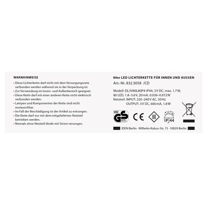 Artikelbild 12 für Idena 80er weiße LED Lichterkette grün 16,0 m, 1 St., Artikelnummer 105209