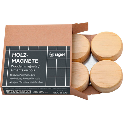 Artikelbild 2 für SIGEL Magnete braun, Holz Ø 3,3 x 0,9 cm, 4 St., Artikelnummer 636454