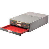 Artikelbild 1 für DURABLE Schubladenbox VARICOLOR® dunkelgrau mit bunten Farblinien 760327, DIN A4 mit 3 Schubladen, 1 St., Artikelnummer 590909