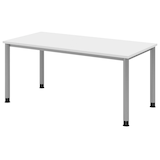 Artikelbild 1 für HAMMERBACHER HS16 höhenverstellbarer Schreibtisch weiß rechteckig, 4-Fuß-Gestell silber 160,0 x 80,0 cm, Artikelnummer 589921