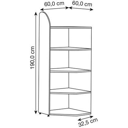 Artikelbild 2 für Kerkmann Eckregal Dante lichtgrau 60,0 x 32,5 - 60,0 x 190,0 cm, 1 St., Artikelnummer 658948