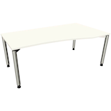 Artikelbild 1 für fm fastline höhenverstellbarer Schreibtisch weiß Bogenform, 4-Fuß-Gestell silber 180,0 x 80,0/100,0 cm, Artikelnummer 335070