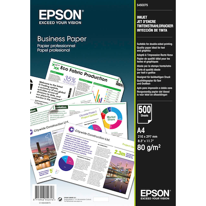 Artikelbild für EPSON Inkjetpapier Business Papier DIN A4 80 g/qm 500 Blatt, Artikelnummer 204711
