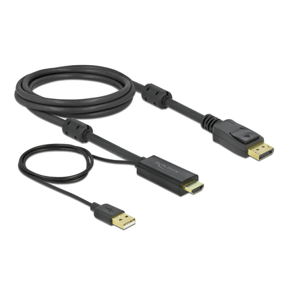 Artikelbild für DeLOCK HDMI/DisplayPort HDMI-Kabel 4K 30 Hz 2,0 m schwarz, 1 St., Artikelnummer 106389