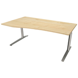 Artikelbild 1 für fm fastline höhenverstellbarer Schreibtisch königsahorn Bogenform, C-Fuß-Gestell silber 180,0 x 80,0/100,0 cm, Artikelnummer 335172