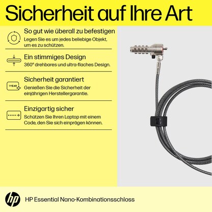 Artikelbild 3 für HP Essential Nano Laptopschloss 1,8 m, Artikelnummer 682728