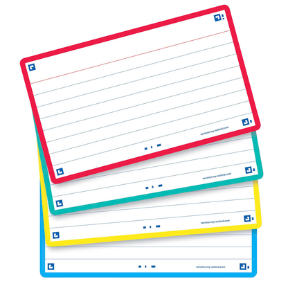 Artikelbild für OXFORD Karteikarten FLASH 2.0 DIN A7 gelb, rot, türkis, mint liniert, 80 St., Artikelnummer 371619