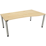 Artikelbild 1 für fm fastline höhenverstellbarer Schreibtisch königsahorn Bogenform, 4-Fuß-Gestell silber 180,0 x 80,0/100,0 cm, Artikelnummer 335204