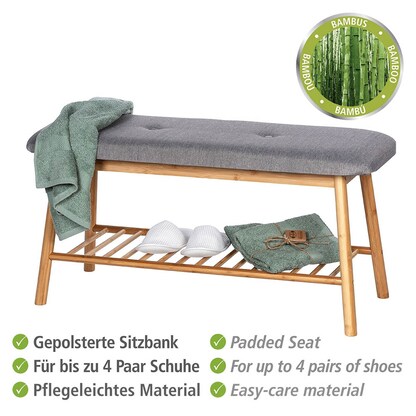 Artikelbild 3 für WENKO Schuhbank Bahari 62217100 braun, grau Holz 90,0 cm, Artikelnummer 530877
