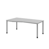 Artikelbild 1 für HAMMERBACHER HS18 höhenverstellbarer Schreibtisch lichtgrau Trapezform, 4-Fuß-Gestell silber 180,0 x 80,0/100,0 cm, Artikelnummer 253789