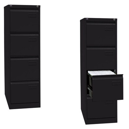 Artikelbild für BISLEY LIGHT Hängeregistraturschrank schwarz 4 Schubladen 41,3 x 62,2 x 132,1 cm, 1 St., Artikelnummer 580357