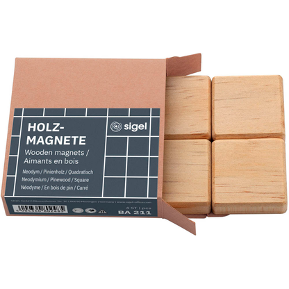 Artikelbild 2 für SIGEL Magnete braun, Holz 3,3 x 3,3 x 0,9 cm, 4 St., Artikelnummer 636462