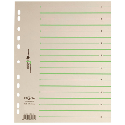 Artikelbild für PAGNA Trennblätter Easy Rip DIN A4 1-0 chamois/grün, 225 g/qm, 100 St., Artikelnummer 315871