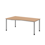 Artikelbild 1 für HAMMERBACHER HS18 höhenverstellbarer Schreibtisch eiche Trapezform, 4-Fuß-Gestell silber 180,0 x 80,0/100,0 cm, Artikelnummer 589996
