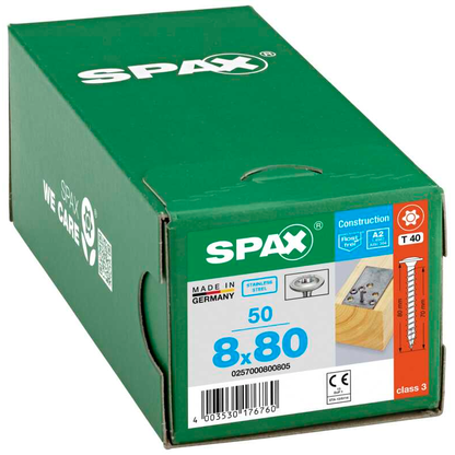 Artikelbild 2 für SPAX® Holzbauschrauben T40 Tellerkopf Edelstahl A2 0257000800805 8 mm x 80 mm, 50 St., Artikelnummer 745046