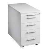 Artikelbild 1 für HAMMERBACHER Prokura Standcontainer lichtgrau 5 Auszüge Kunststoff-Stangengriff silber 42,8 x 80,0 x 72,0 - 76,0 cm, Artikelnummer 971010