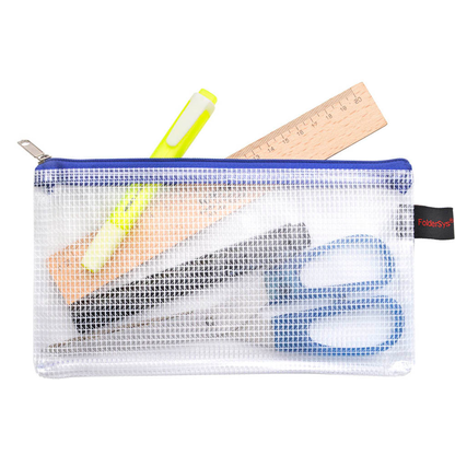 Artikelbild für FolderSys Reißverschlussbeutel DIN A7 transparent/blau 0,15 mm, 1 St., Artikelnummer 102002