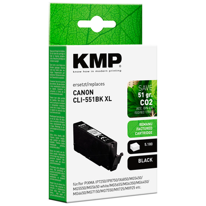 Artikelbild 2 für KMP schwarz Druckerpatrone kompatibel zu Canon CLI-551 XL BK, Artikelnummer 541124