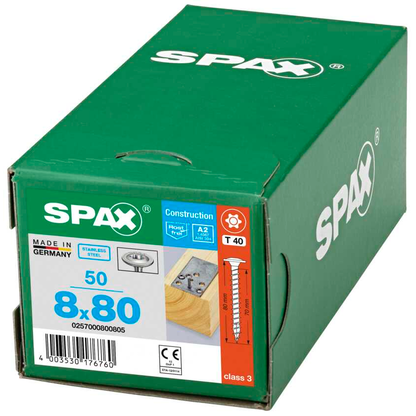 Artikelbild 6 für SPAX® Holzbauschrauben T40 Tellerkopf Edelstahl A2 0257000800805 8 mm x 80 mm, 50 St., Artikelnummer 745046
