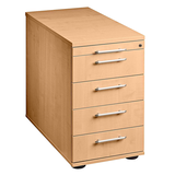 Artikelbild 1 für HAMMERBACHER Gradeo Standcontainer buche 5 Auszüge Kunststoff-Relinggriff silber 42,8 x 80,0 x 72,0 - 76,0 cm, Artikelnummer 385955