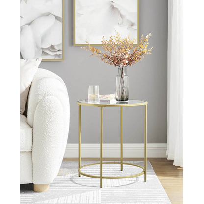 Artikelbild 9 für VASAGLE Beistelltisch rund Glas gold 50,0 x 50,0 x 55,0 cm, 1 St., Artikelnummer 262719