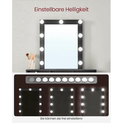 Artikelbild 6 für VASAGLE Schminktisch rechteckig Melamin, Spanplatte schwarz 80,0 x 40,0 x 145,0 cm, 1 St., Artikelnummer 438687