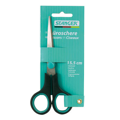Artikelbild für STANGER Schere stainless schwarz-grün 15,5 cm, Artikelnummer 693307
