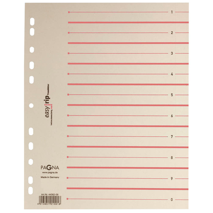 Artikelbild für PAGNA Trennblätter Easy Rip DIN A4 1-0 chamois/rot, 225 g/qm, 100 St., Artikelnummer 315890