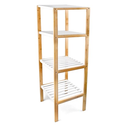 Artikelbild für relaxdays Badregal braun/weiß 33,0 x 34,0 x 110,0 cm, Artikelnummer 448867