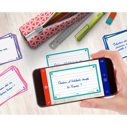 Artikelbild 4 für OXFORD Karteikarten FLASH 2.0 DIN A7 gelb, rot, türkis, mint liniert, 80 St., Artikelnummer 371619