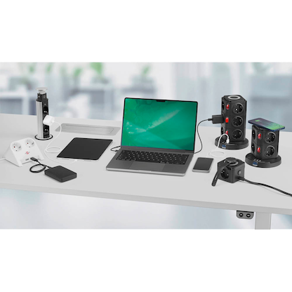 Artikelbild 6 für as-Schwabe QI-Wireless Ladestation 12-fach Steckdosenturm 2,0 m schwarz mit USB-Buchse, Artikelnummer 972998