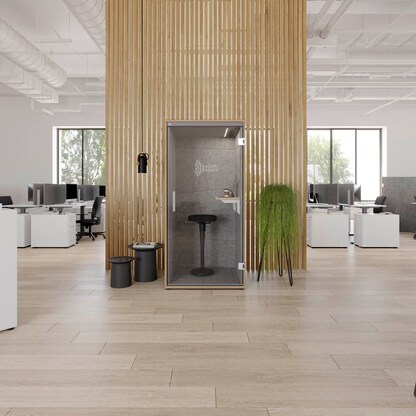 Artikelbild 4 für HAMMERBACHER SilentSpace Telefonbox grau 1 Fachboden mit Beleuchtung, Artikelnummer 576609