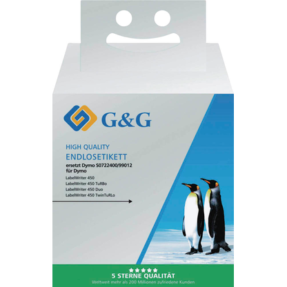 Artikelbild 2 für G&G Etikettenrollen für Etikettendrucker ersetzt DYMO 99012/S0722400 weiß, 36,0 x 89,0 mm, 2 x 260 Etiketten, Artikelnummer 665709