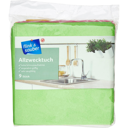 Artikelbild für flink & sauber Allzweck-Reinigungstücher Viskose 60 °C waschbar, 9 St., Artikelnummer 212623