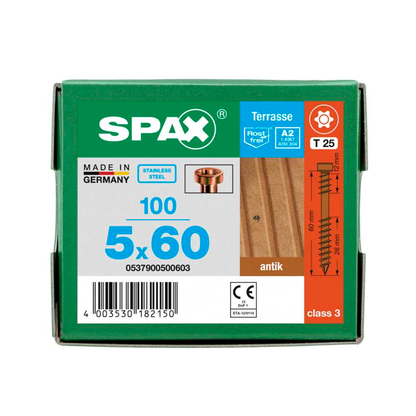 Artikelbild 3 für SPAX® Terrassenschrauben T25 Zylinderkopf Edelstahl A2 0537900500603 5 mm x 60 mm, 100 St., Artikelnummer 745139