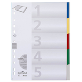 Artikelbild 1 für DURABLE Ordnerregister DIN A4 Vollformat blanko blau, gelb, rot, grün, grau 5-teilig, 1 Satz, Artikelnummer 147199