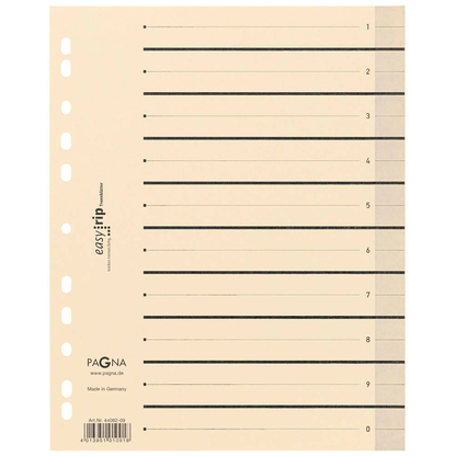 Artikelbild für PAGNA Trennblätter Easy Rip DIN A4 1-0 chamois/schwarz, 225 g/qm, 100 St., Artikelnummer 315832