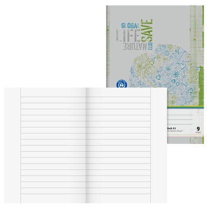 Artikelbild für BRUNNEN Schulheft Recycling Lineatur 9 liniert DIN A5 Außenrand, 16 Blatt, 1 St., Artikelnummer 163107
