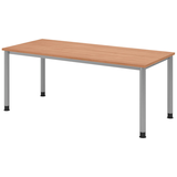 Artikelbild 1 für HAMMERBACHER HS19 höhenverstellbarer Schreibtisch nussbaum rechteckig, 4-Fuß-Gestell silber 180,0 x 80,0 cm, Artikelnummer 590005