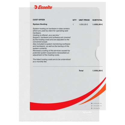 Artikelbild 6 für Esselte Sichthüllen Standard Plus 54850 DIN A5 transparent genarbt 0,12 mm, 100 St., Artikelnummer 654184