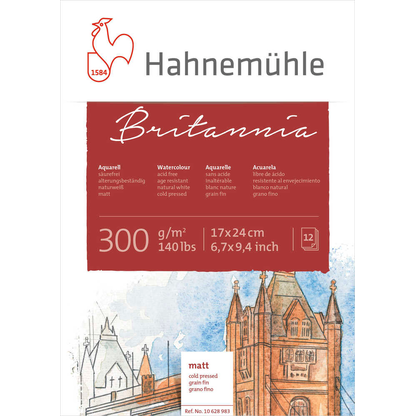 Artikelbild 2 für HAHNEMÜHLE Aquarellblock Britannia 17,0 x 24,0 cm 300 g/qm, 12 Blatt, 1 Block, Artikelnummer 884282