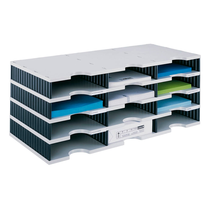 Artikelbild für styro Sortierstation Styrodoc grau/schwarz mit 12 Fächern, Artikelnummer 435750