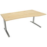 Artikelbild 1 für fm fastline höhenverstellbarer Schreibtisch königsahorn Bogenform, C-Fuß-Gestell silber 180,0 x 80,0/100,0 cm, Artikelnummer 335061