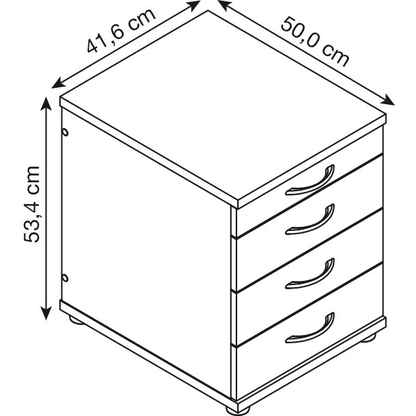 Artikelbild 2 für MÖBELPARTNER 4000 Standcontainer eschegrau, weiß 4 Auszüge Kunststoff-Bügelgriff silber 41,6 x 50,0 x 53,4 cm, Artikelnummer 895981