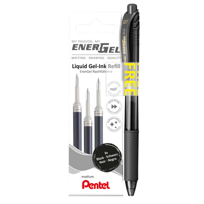 Artikelbild für AKTION: Pentel EnerGel Gelschreiberminen schwarz 0,35 mm 1 Set + GRATIS Pentel EnerGel BL107 Gelschreiber schwarz, Artikelnummer 225447