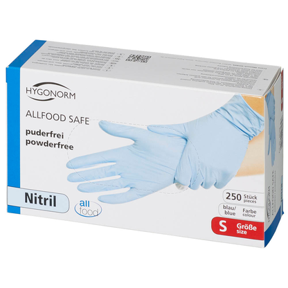 Artikelbild 3 für HYGONORM unisex Einmalhandschuhe ALLFOOD SAFE blau Größe S, 250 St., Artikelnummer 588208