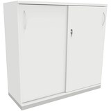 Artikelbild 1 für fm Schiebetürenschrank fastline, 4260672330096 weiß 2 Fachböden 120,0 x 44,2 x 113,3 cm, Artikelnummer 161541