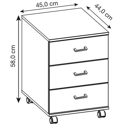 Artikelbild 2 für VCM my office Tobila Rollcontainer grau 3 Auszüge 45,0 x 44,0 x 58,0 cm, Artikelnummer 848982