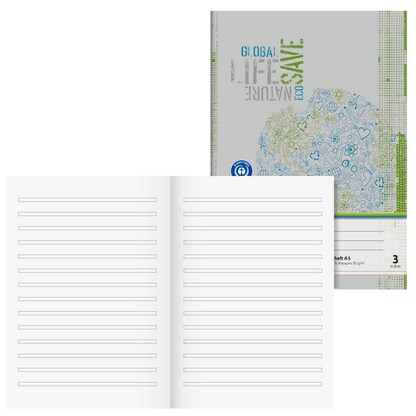 Artikelbild für BRUNNEN Schulheft Recycling Lineatur 3 liniert DIN A5 ohne Rand, 16 Blatt, 1 St., Artikelnummer 162911