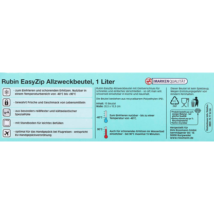 Artikelbild 4 für RUBIN Gefrierbeutel 1,0 l, 15 St., Artikelnummer 534713